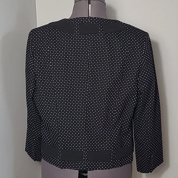 SZ12 CABI 3/4 Slv Seaside Chic Polka Dots Black White Jacket - Picture 7 of 10